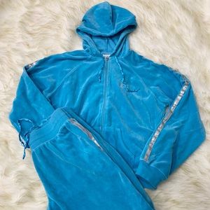 Paris Las Vegas Turquoise Velour Tracksuit Set